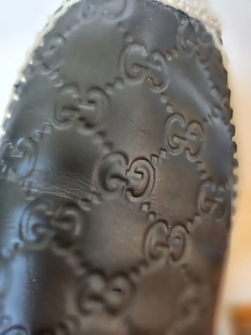 Gicci Leather Embroidered Monogram Black Espadrille Flats